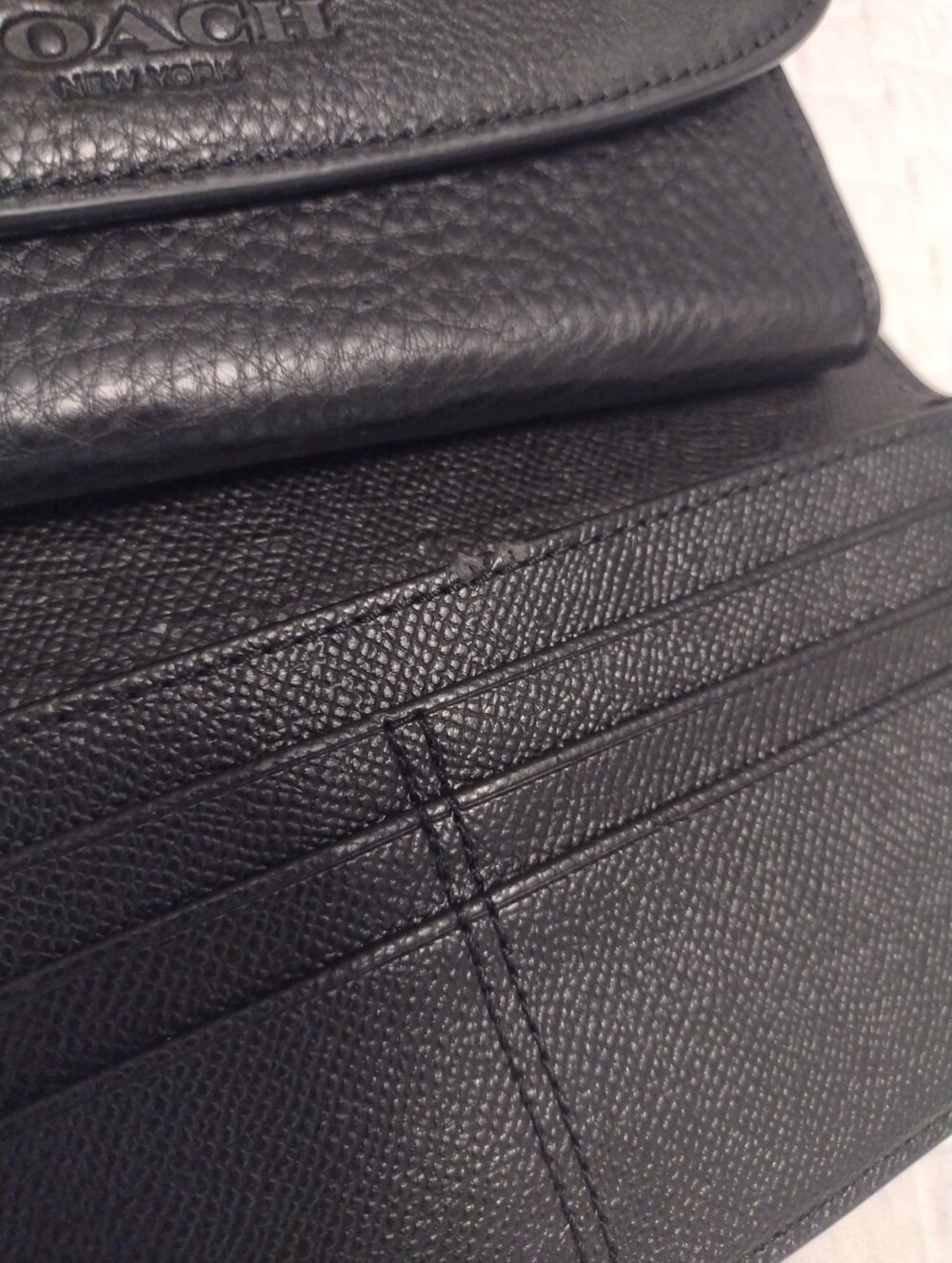 COACH Black Pebbled Leather Wallet Snap Closure Bi-fold w/ Flap w/ Wallet Insert - Picture 14 of 14